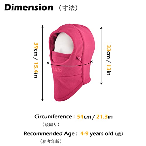 TRIWONDER Kids Winter Hats Balaclava Ski Mask for Boys Girls Toddlers Windproof Adjustable Cold Weather Face Mask Neck Warmer - color: Purplish Red