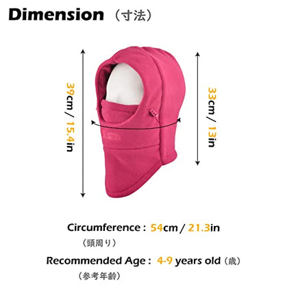 TRIWONDER Kids Winter Hats Balaclava Ski Mask for Boys Girls Toddlers Windproof Adjustable Cold Weather Face Mask Neck Warmer - color: Purplish Red