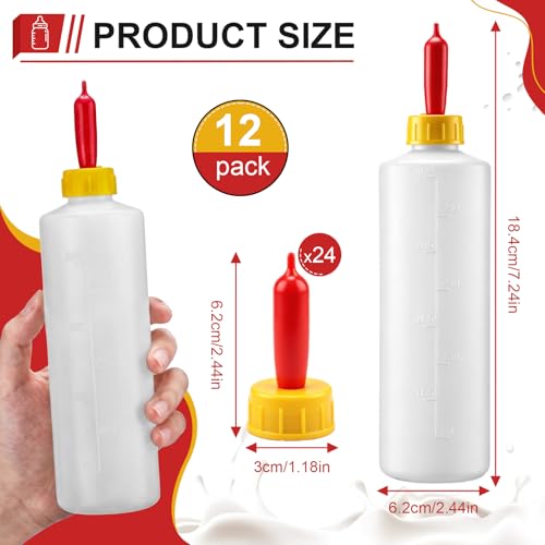 Pcs Goat Feeding Bottles 400ml/13.5oz with Nipples, Lamb Feeding Kit, Goat Nipple and Bottle Set, Livestock Baby Bottle for Sheep, Lamb, Calf, Baby Goats Puppies, Farm Milk Feeder Set