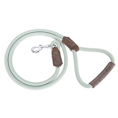 Mile High Life Dog Leash with Genuine Leather-Wrapped Ends/Handle, 4/5/6FT - color: Gray Green, size: 48 Inch-1/2"