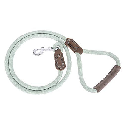 Mile High Life Dog Leash with Genuine Leather-Wrapped Ends/Handle, 4/5/6FT - color: Gray Green, size: 48 Inch-1/2"