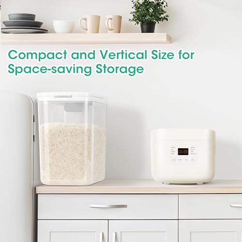 TBMax Rice Flour Storage Container with Automatic Flip-up Lid 25 Lbs | 12.68 Qt, Tall and Narrow Food Storage Flour Bin for Kitchen Pantry Organization, Pet Dog Cat Food Storage Container