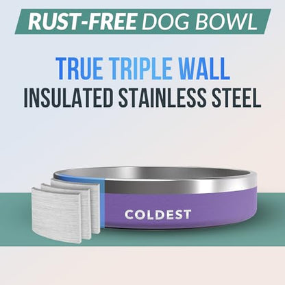 Coldest Dog Bowl - Anti Rust Metal, Non Slip, 3 Layers Insulated Stainless Steel Dog Bowls - Spill Proof & Heavy Duty - Water Bowl for Dogs, Cats & Pets, Dish Washer Safe (21 oz, Galaxy Purple) - color: Galaxy Purple, size: 21 oz