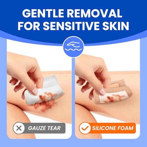 Large Waterproof Bandages 4X4 Silicone Foam Dressing Sensitive Skin, 5 PCS - style: 4"x4"(5PCS)