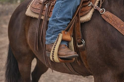 Horse Western Rawhide Covered Aluminum Saddle Roper Stirrups Tack 51175