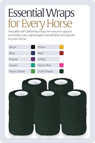 Equinavia 20 Pack Self Adhesive Bandage Wrap, 4 Inch Vet Wrap for Horses - color: Dark Green