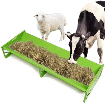 Goat Feeder Trough 55" Livestock Feeding Trough Large Capacity Metal Feed Trough Heavy-Duty Horse Feeder Livestock Feeder for Cattle Cows Horses Sheep Goats Pigs Calf Deer
