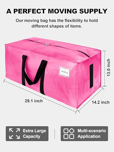HOMESURE Supports 200lbs Heavy Duty Moving Bags - Strong Zipper & Wrap-Around Handles - Water-Resistant Storage Totes, Durable Alternative to Moving Boxes - 8 Pack - Pink - color: Pink