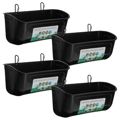 4 Pack Hanging Chicken Feeder Plastic Supplies with Metal Clips for Poultry