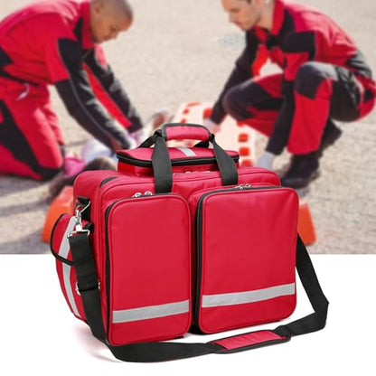 Medical Bag Empty First Aid Bag,Emergency Bag for Nurses,Home Health Care, EMT(Bag Only) - color: Red