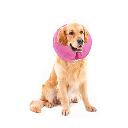 MCHY Inflatable Dog Cone,Adjustable Recovery Collar for Dogs After Surgery,Prevent from Biting & Scratching,Not Block Vision (Pink, L-Neck 15"-20") - color: Pink, size: L-Neck 15"- 20"
