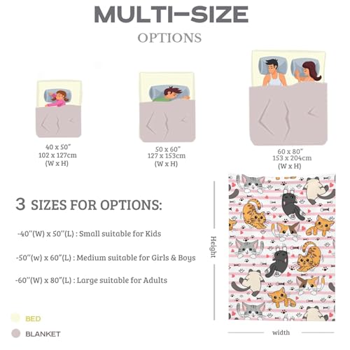 Cute Cat Throw Blanket Fuzzy Soft Cozy Cute Cat Blankets Soft Throws Warm Lightweight Plush Fleece Throw Blanket for Kids Men Women Gift Bed Couch Sofa 60"x50" - color: Cat, size: 60"x50"