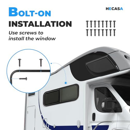 HECASA 36" W x 15" H Universal RV Window Horizontal Sliding W/Mesh Screen & | Trim Ring Teardrop Replacement for Trailer, Camper, Van, Truck Window Tempered Glass Black - size: 36" W x 15" H