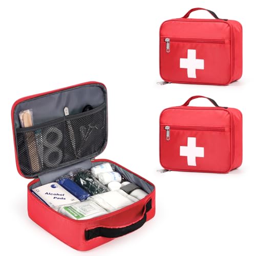 Gatycallaty First Aid Bag Empty Emergency Treatment Medical Bags Multi-Pocket for Home Office Car Traveling Hiking Trip (Medium, Pack of 2) - size: Medium, Pack of 2