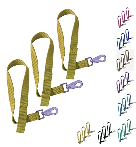 Majestic Ally Pack of 3 Horse Bucket Strap Hangers – Practical and Easy Design for Indoor or Outdoor Use -Set of 3,-1"x22" - color: Yellow