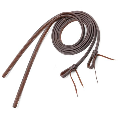 Jeffers Equine LuxeLeather Heavy Oiled Western Leather Horse Reins – Split, Laced & Roping Styles with Tie or Snap Ends for Riding & Training - size: 5/8" x 8'