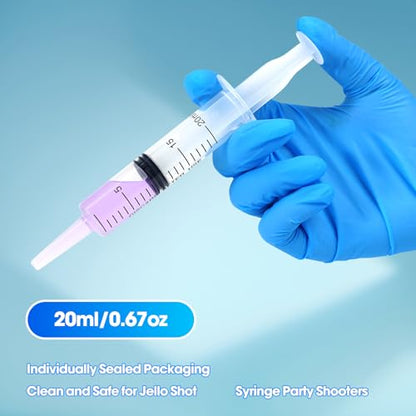 20ml Syringe for Liquid,20 Pack Large Plastic Syringes with Adapters and Cap,Individually Sealed Syringe for Feeding,Irrigation Water and Scientific Labs - size: 20ML