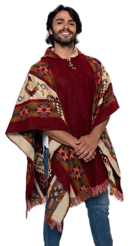 Alpaca Land, Handmade Ecuadorean Alpaca Wool Ponchos - color: Red Ambato