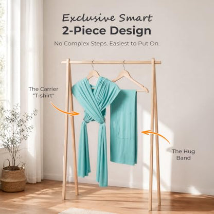 Momcozy Baby Wrap Carrier, Easy-On 2-Piece Design, Newborn to 33 lb - color: Lake Blue