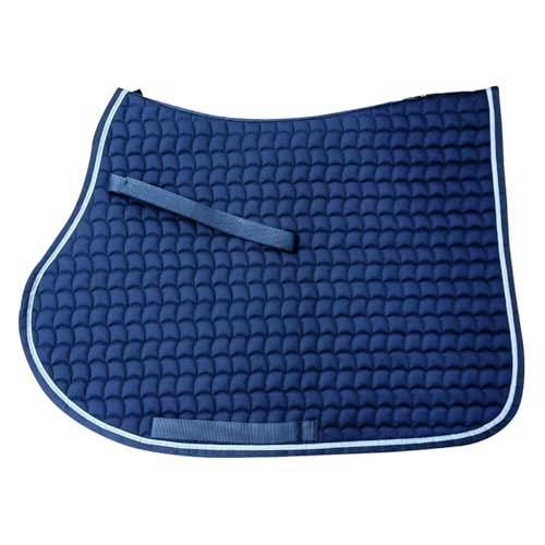 Premium English Horse Saddle Pad, Quilted Square Design, Available in Pink, Mint Green and Red etc, All-Purpose with Girth Straps (Navy Blue) - color: Navy Blue