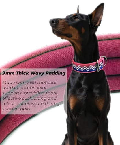 Dog Collar for Large Dogs,2 in Wide Heavy Duty,Pressure-Relief Padded, B-S - color: Cotton Wave, size: S