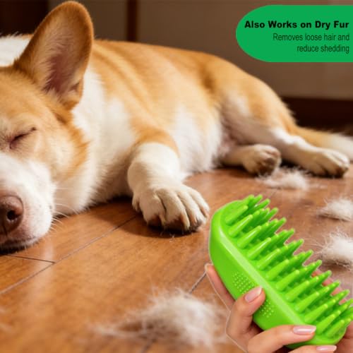 Rubber Curry Brush for Short Haired Dogs, Gentle Curry Comb - color: Olive