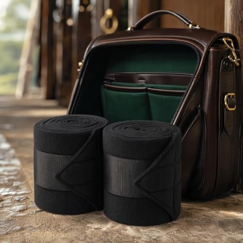 Horse Leg Bandages Professional Horse Standing Wraps Set of 2 for Equine Leg Protection, Support & Recovery, Secure & Easy to Use, Black