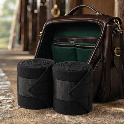 Horse Leg Bandages Professional Horse Standing Wraps Set of 2 for Equine Leg Protection, Support & Recovery, Secure & Easy to Use, Black