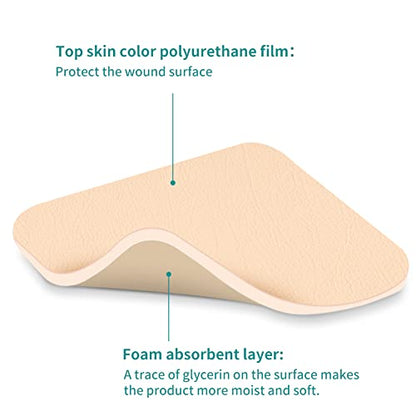Dimora Foam Dressing, Sterile Non-Adhesive Hydrophilic Pads, Highly Absorbent 4"x4"(10 cm*10 cm) Pack of 10 Square Waterproof Dressing for Wound Care - size: 4x4 Inch (Pack of 10)