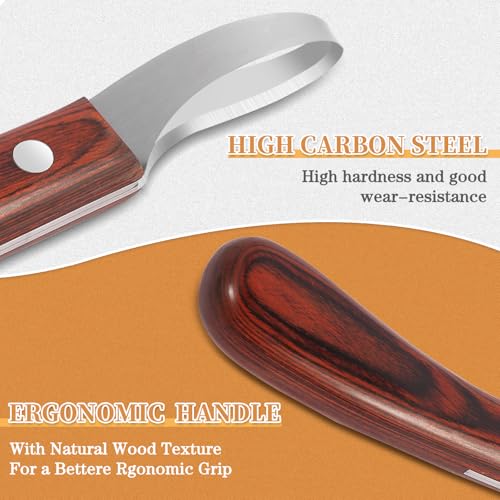 Hoof Knife for Horses with Sharpener, Double-Edge Loop Knife for Farriers