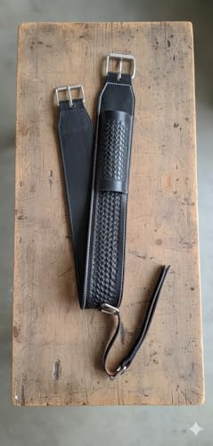 Western Leather Horse Roper Back Cinch Billets,Girth Saddle Billets Tack,Handcrafted Flank Saddle Cinch - color: Black