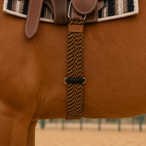 CHALLENGER Horse Western Two-Tone 27 Strand 7" Wide Roper Cinch Girth 97106 - color: Tan Black, size: 32" L x 7" W