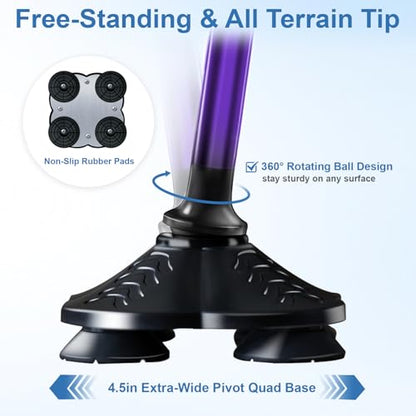 KingPavonini Walking Cane for Men Women Stability, Self Standing - color: Purple