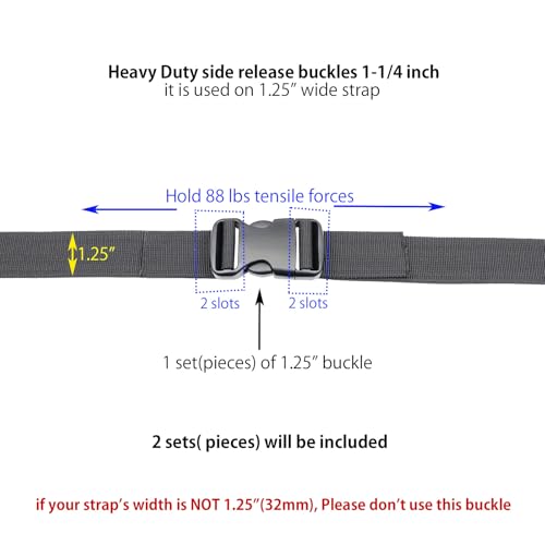 Quick Side Release Buckle, Heavy Duty Plastic Snap Buckle Clip Clasp Fasteners for Backpack Strap - style: 1-1/4 Inch - 2 Pieces
