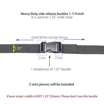 Quick Side Release Buckle, Heavy Duty Plastic Snap Buckle Clip Clasp Fasteners for Backpack Strap - style: 1-1/4 Inch - 2 Pieces