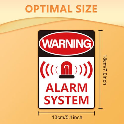 WADORN 10 Sheets Alarm Warning Sign Stickers, Alarm System Sign Decals Waterproof Self-Adhesive Vinyl Decal Security Warning Labels for Home Business Internal and External Use 7.08x5.12 Inch - style: Warning Alarm System