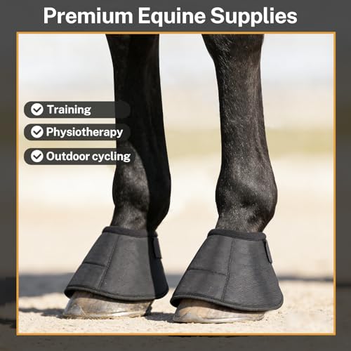 Horse Hoof Boot, Easy to Wear & No-Turn Horse Shoes, Protective Equine Bell Boots with Loop Closure, Professional Equestrian Supplies for Riding & Training, Secure Fit for Equine Hoofs (2Pcs,L)
