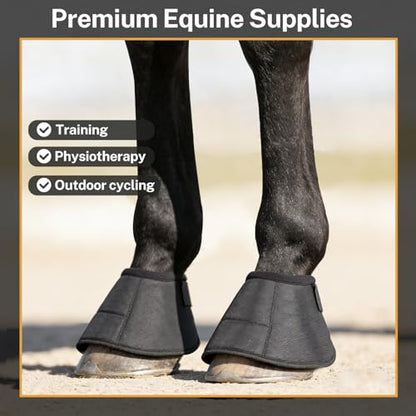 Horse Hoof Boot, Easy to Wear & No-Turn Horse Shoes, Protective Equine Bell Boots with Loop Closure, Professional Equestrian Supplies for Riding & Training, Secure Fit for Equine Hoof (2Pcs,M)