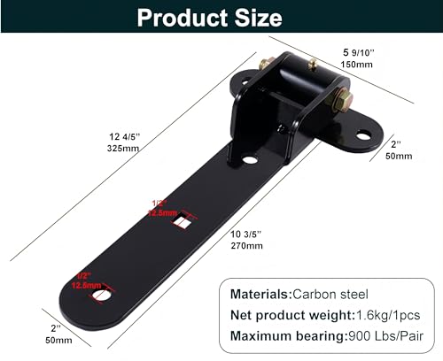 13" Heavy Duty Gate Hinges,900 Lbs Capacity,180° or 90° Smooth Open - size: Large