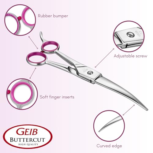 Geib Buttercut Dog Grooming Scissors, Stainless Steel Professional Dog Grooming Kit - Curved, Straight and Thinning Shears, 3 in 1 pet grooming kit - style: Gator Set
