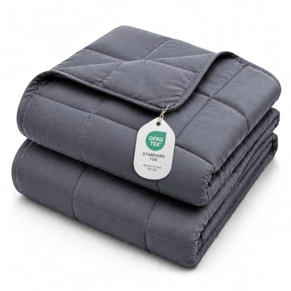 L'AGRATY Weighted Blanket for Adults 15lbs, 48"x72", Dark Grey Twin Full Size Heavy Throw Blanket, Cooling, Breathable, Microfiber with Glass Beads, Big, Washable, All-Season - color: 01-dark Grey, size: 48" x 72" | 15lbs
