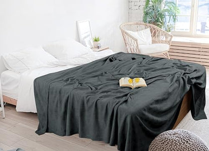 Utopia Bedding 100% Cotton Thermal Blanket Smoke Gray Full, 90x84 Inches - color: Smoke Gray, size: Full