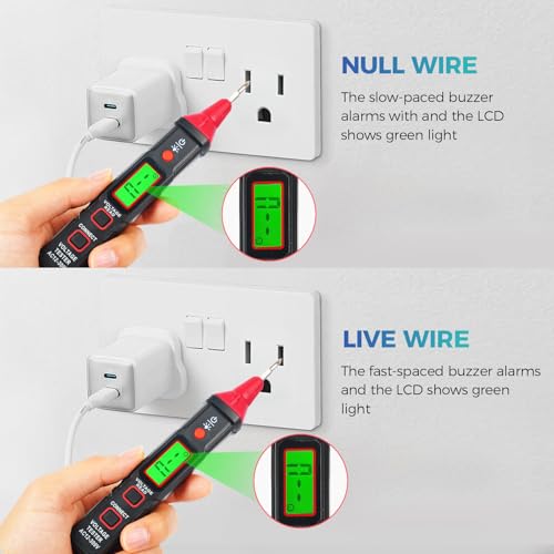 WGGE WG-1005C Digital AC Voltage Tester Screwdriver, 12-1000V, LCD | AC Voltage Tester with LCD, High Voltage Alarm, Breakpoint Detection, Live/Neutral Wire Test, Flashlight and Auto-Off
