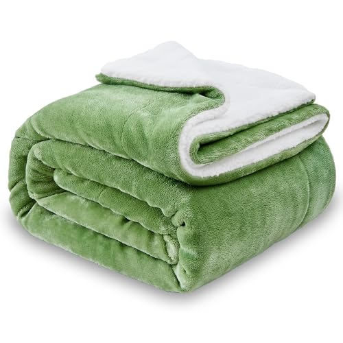 SOCHOW Sherpa Fleece Throw Blanket, Sage Green, 50x60 inches - color: Sage Green, size: 50"×60"