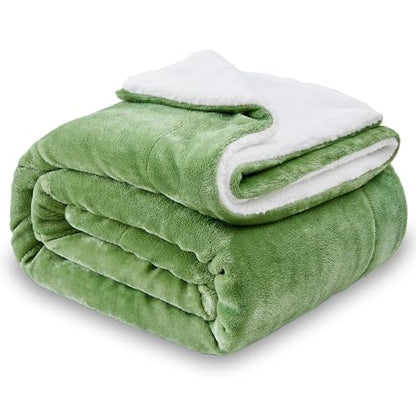 SOCHOW Sherpa Fleece Throw Blanket, Sage Green, 50x60 inches - color: Sage Green, size: 50"×60"