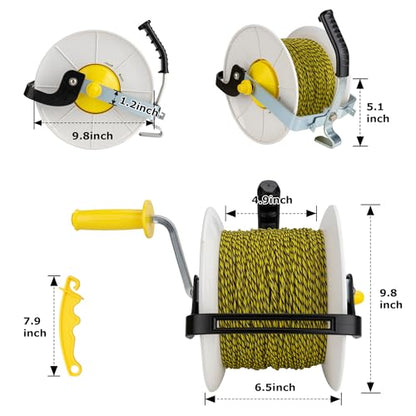 3:1 Geared Reel Prewound Polywire, Electric Fence Wire Reel with Reel Guide - size: 1640 feet x 1 standard reel x 1 Handle