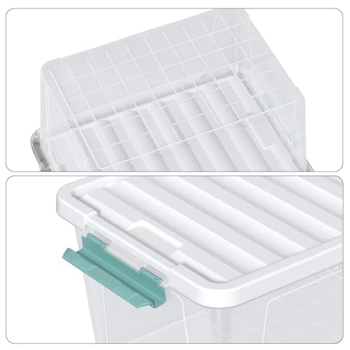 35 Qt Plastic Storage Bin with Lid, Clear Latch Storage Box, 4-Pack - size: 35 Qt