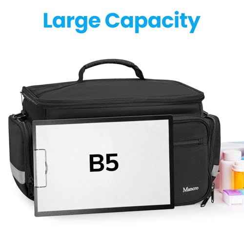 Mancro Medical Bag, Home Health Nurse Bag with Nonslip Bottom, Black