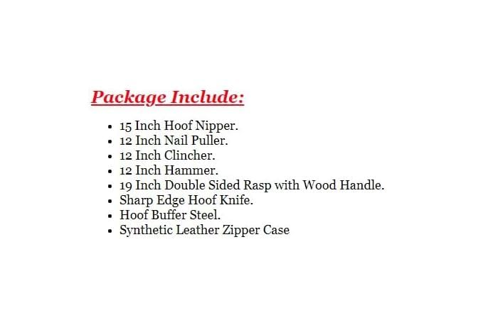 New Heavy Duty Professional Horse Cattle Care Farrier Tool Kit Hoof Clincher Nipper RASP Hammer Knife Buffer Stainless Steel