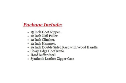 New Heavy Duty Professional Horse Cattle Care Farrier Tool Kit Hoof Clincher Nipper RASP Hammer Knife Buffer Stainless Steel
